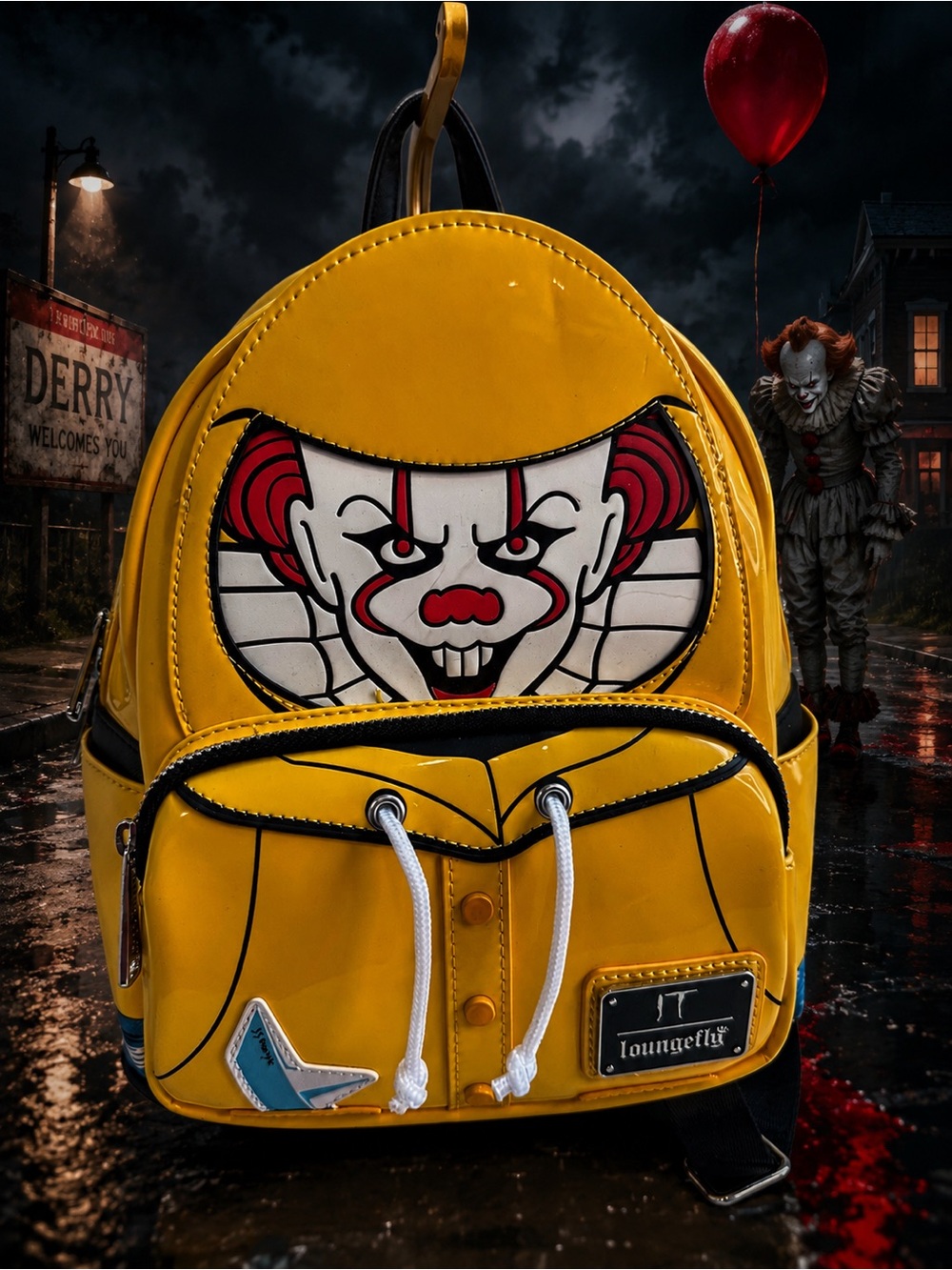Loungefly IT Pennywise Georgie's Raincoat Glow-In-The-Dark Mini Backpack